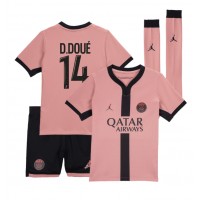 Camiseta Paris Saint-Germain Desire Doue #14 Tercera Equipación Replica 2024-25 para niños mangas cortas (+ Pantalones cortos)